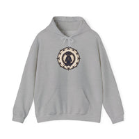 Meditating Dog Sacred Geometry Hoodie - Heavy Blend Cotton Poly Fleece - Unisex White