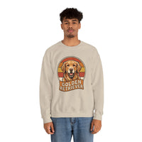 Golden Retriever Retro 70s Sunset Sweatshirt - Heavy Blend Fleece Crewneck - Unisex Ash