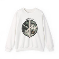 Nauthiz Rune Need-Fire Sweatshirt - Heavy Blend Fleece Crewneck - Unisex White