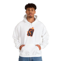 Kenaz Rune Torch Flame Hoodie - Soft Fleece Pullover Hoodie - Unisex White