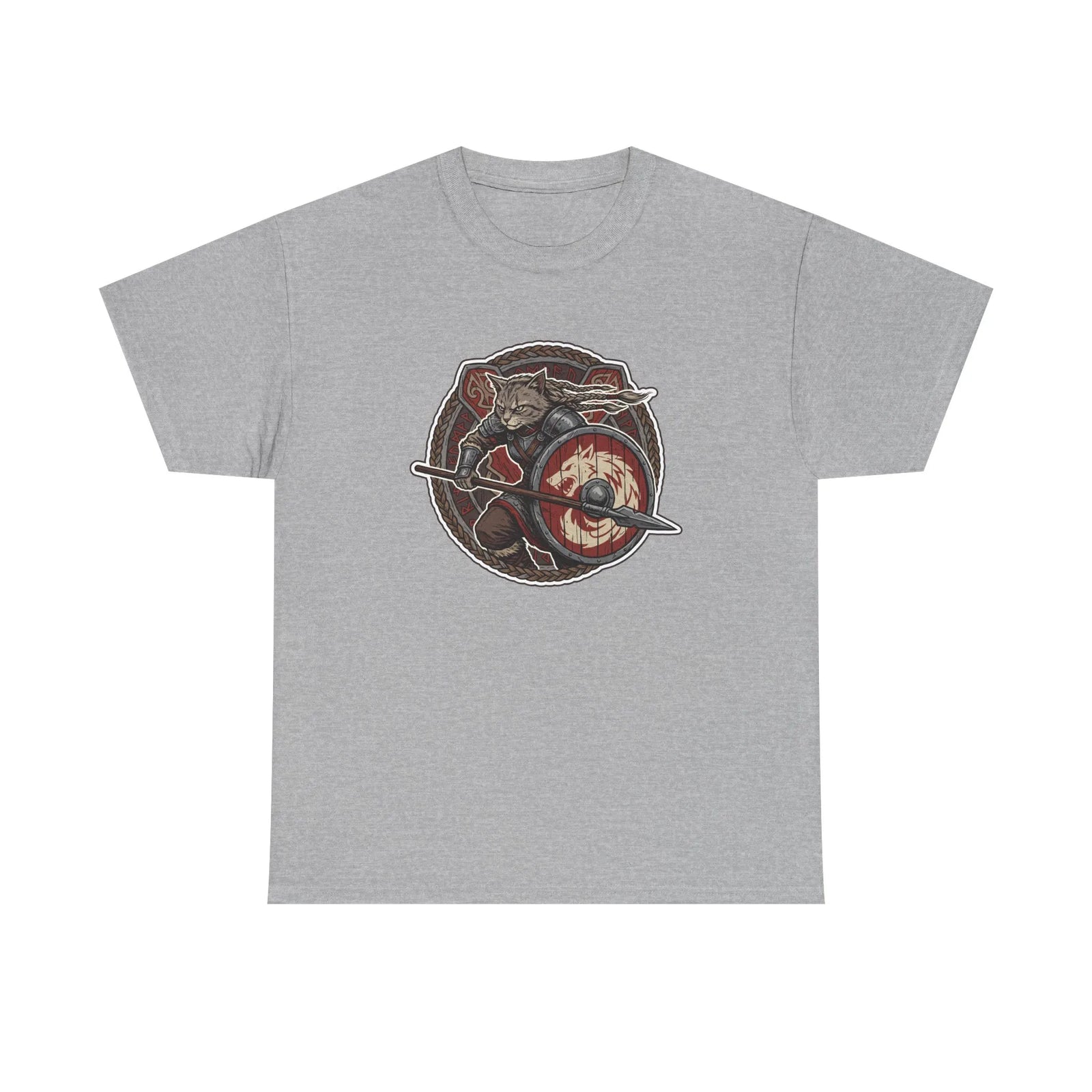 Viking Berserker Cats Shieldmaiden T-Shirt - Heavy Cotton Classic Fit Tee - Unisex White