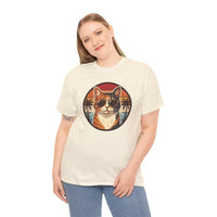 Calico Cool Cat Sunset Aviator T-Shirt - Heavy Cotton Classic Fit Tee - Unisex White