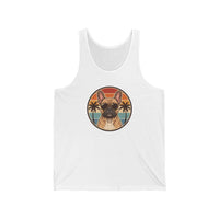 French Bulldog Aviator 70s Sunset Tank Top - Soft Airlume Cotton Jersey - Unisex White