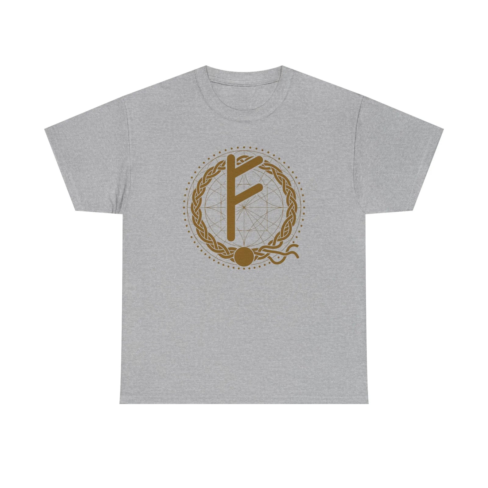 Norse Fehu Rune Graphic T-Shirt - Heavy Cotton Classic Fit Tee - Unisex White