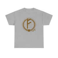 Norse Fehu Rune Graphic T-Shirt - Heavy Cotton Classic Fit Tee - Unisex White