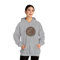 Norse Knotwork Hound Hoodie - Heavyweight Cotton Blend Pullover - Unisex White