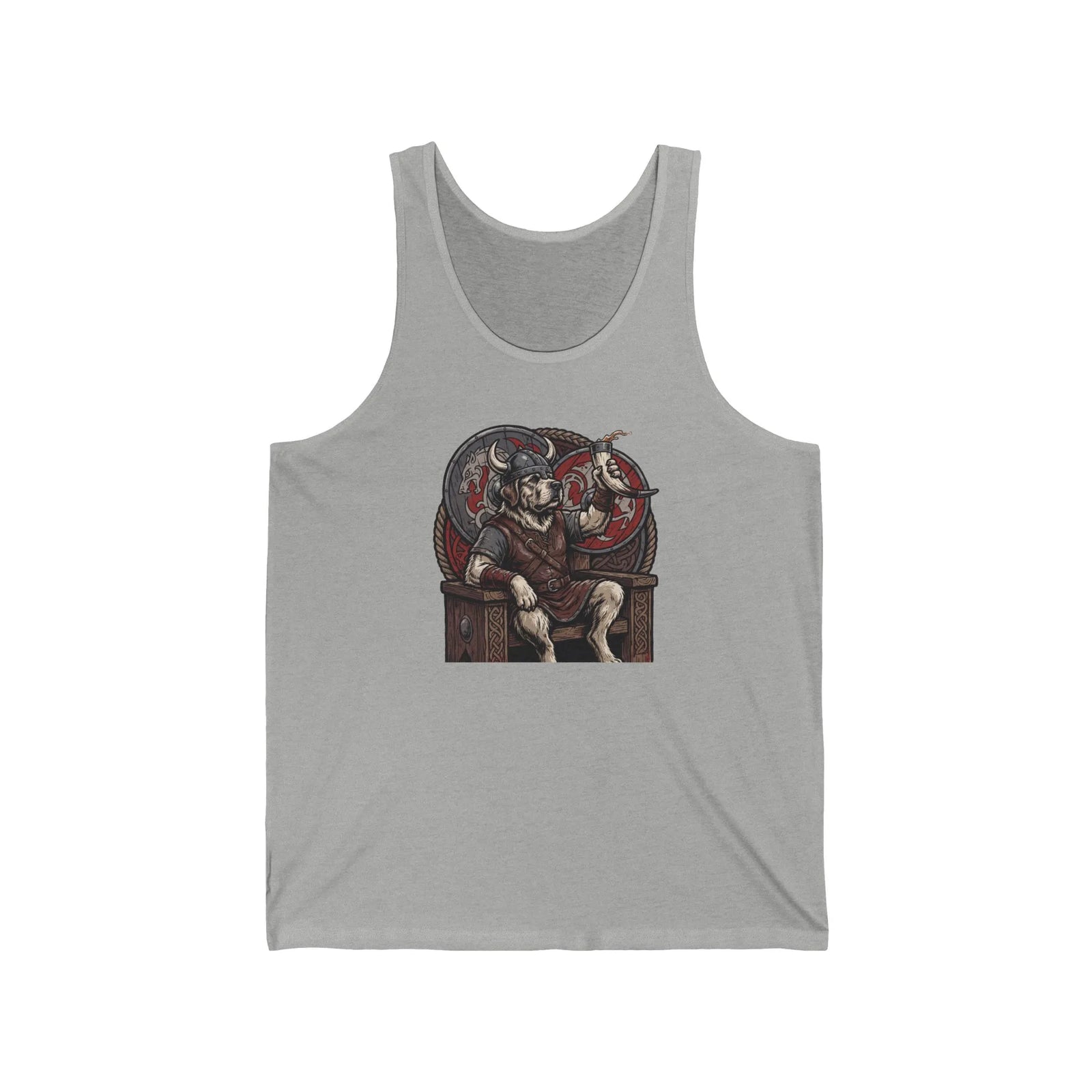 Viking Berserker Dogs Graphic Tank Top - Lightweight Ring-Spun Jersey - Unisex White