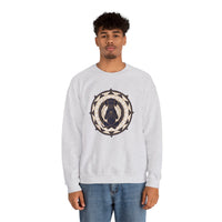 Meditating Dog Sacred Geometry Sweatshirt - Heavy Blend Fleece Crewneck - Unisex White