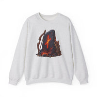 Nauthiz Rune Need-Fire Graphic Sweatshirt - Heavy Blend Crewneck Fleece - Unisex White