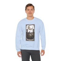 Moon Tarot Card Wolves Graphic Sweatshirt - Heavy Blend Fleece Crewneck - Unisex White
