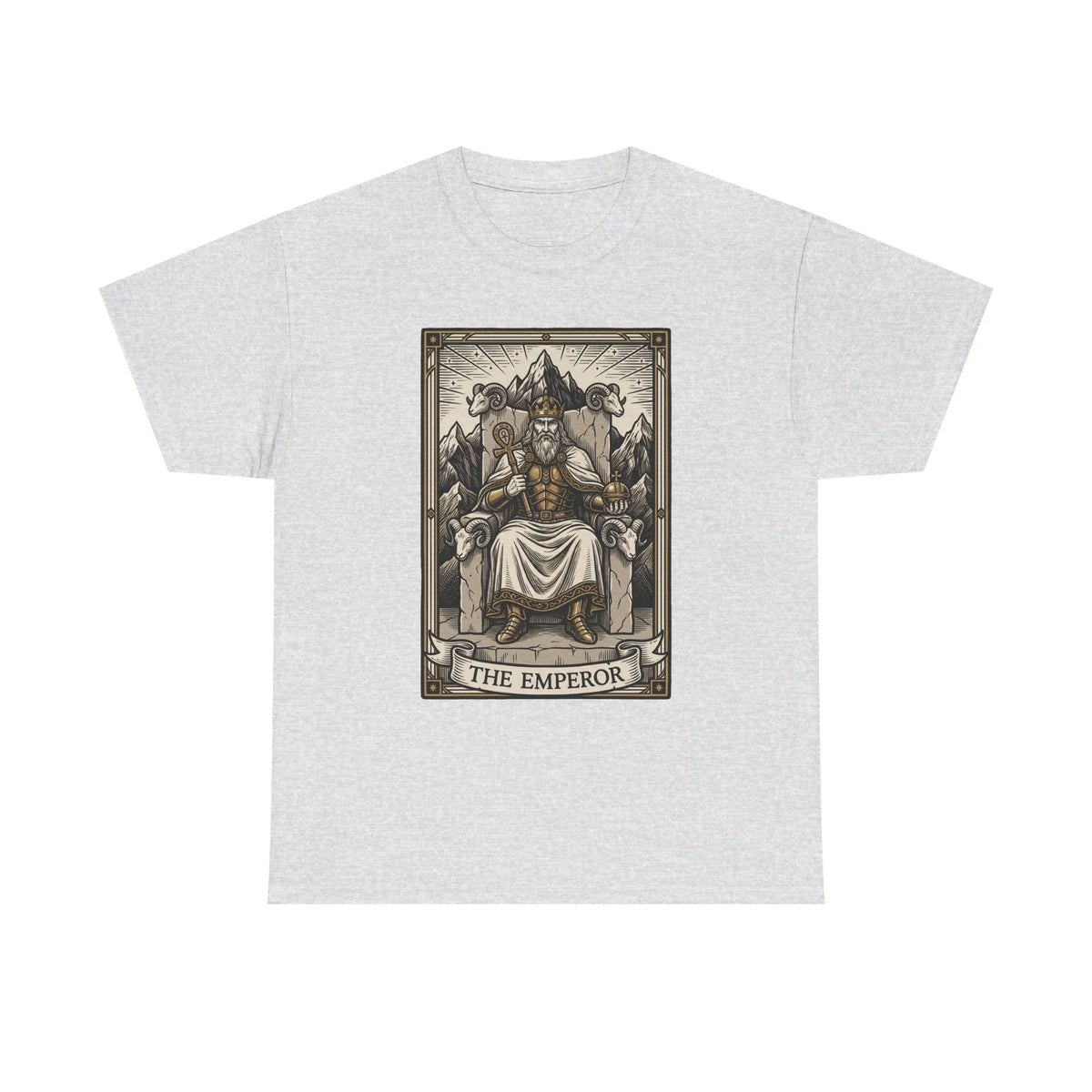 The Emperor Tarot Card T-Shirt - Heavy Cotton Classic Fit - Unisex White