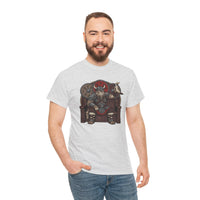 Viking Berserker Cat Graphic T-Shirt - Heavyweight 100% Cotton Classic Tee - Unisex White