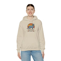 Russian Blue Cat Retro Sunset Hoodie - Heavy Blend Cotton Blend Pullover - Unisex White