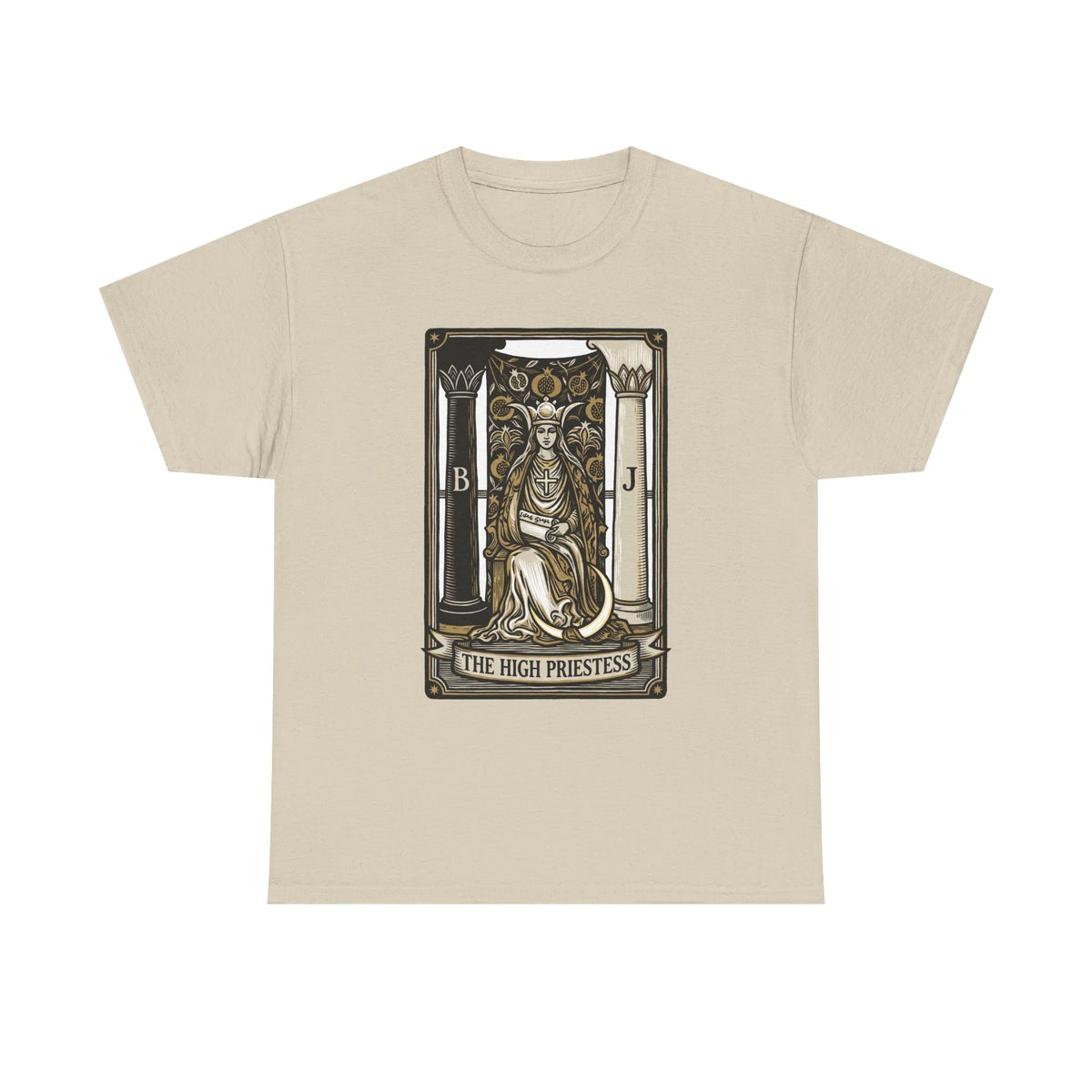 The High Priestess Tarot Card T-Shirt - Heavy Cotton Classic Fit Tee - Unisex White