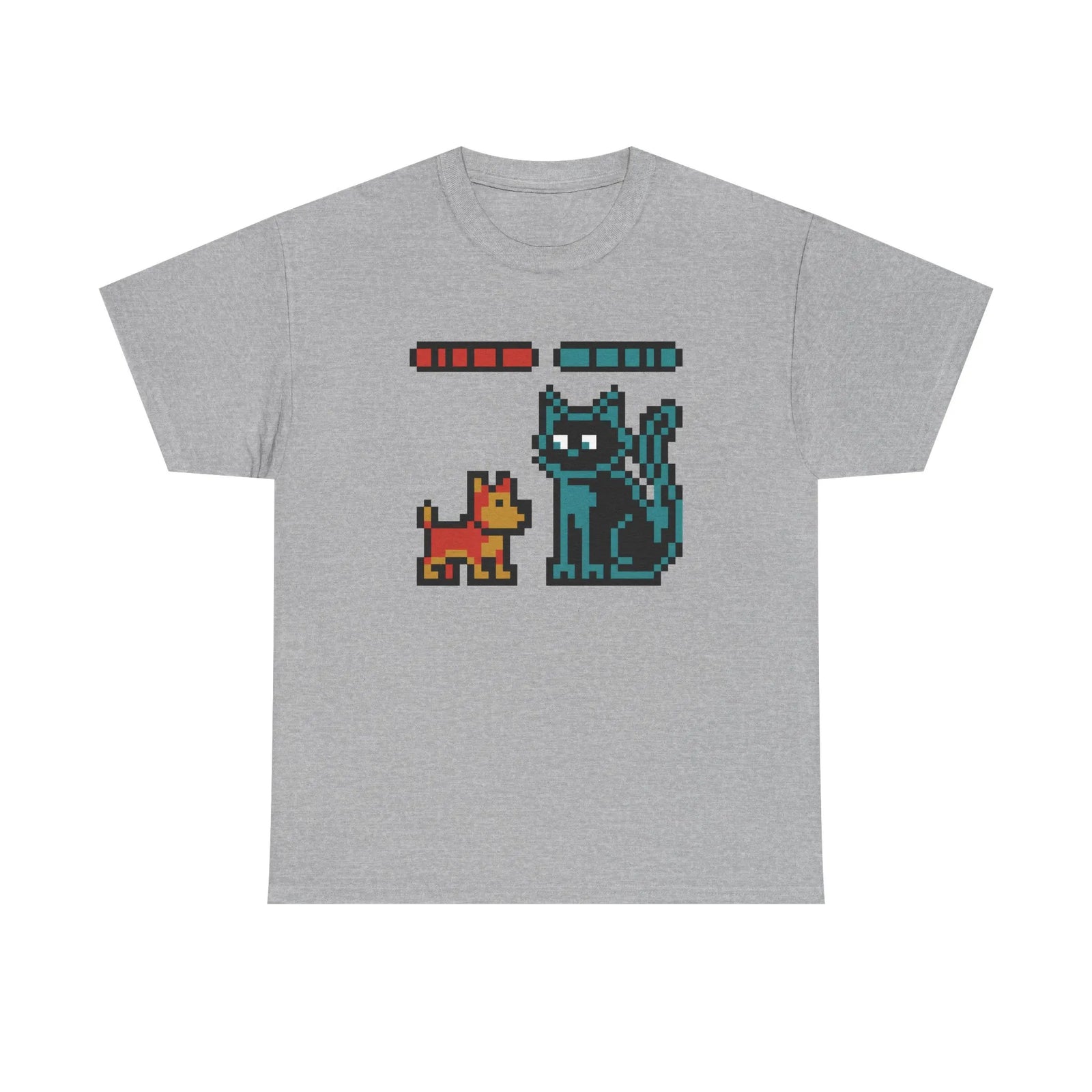 8-Bit Pixel Gaming Dogs Boss Fight T-Shirt - Heavyweight 100% Cotton Classic Fit - Unisex White