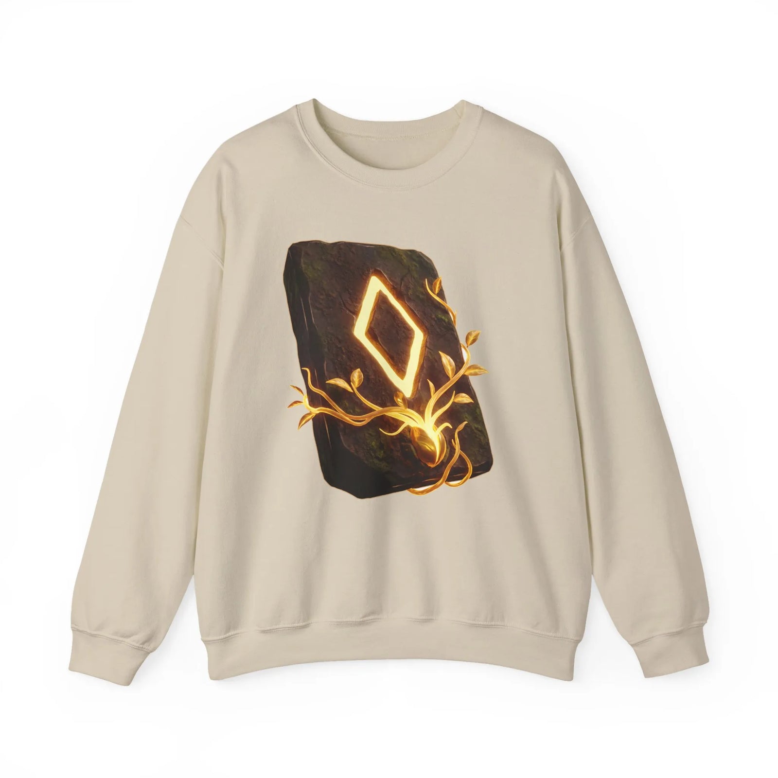 Ingwaz Rune Sacred Seed Sweatshirt - Classic Fit Heavy Blend Crewneck - Unisex White