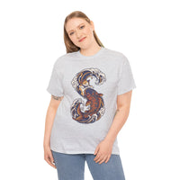 Koi Rider Ukiyo-e Samurai Cat T-Shirt - Heavy Cotton Classic Fit Tee - Unisex White