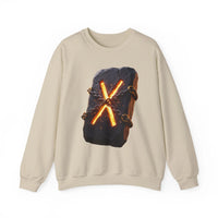 Gebo Rune Stone Graphic Sweatshirt - Medium Heavy Fleece Crewneck - Unisex White