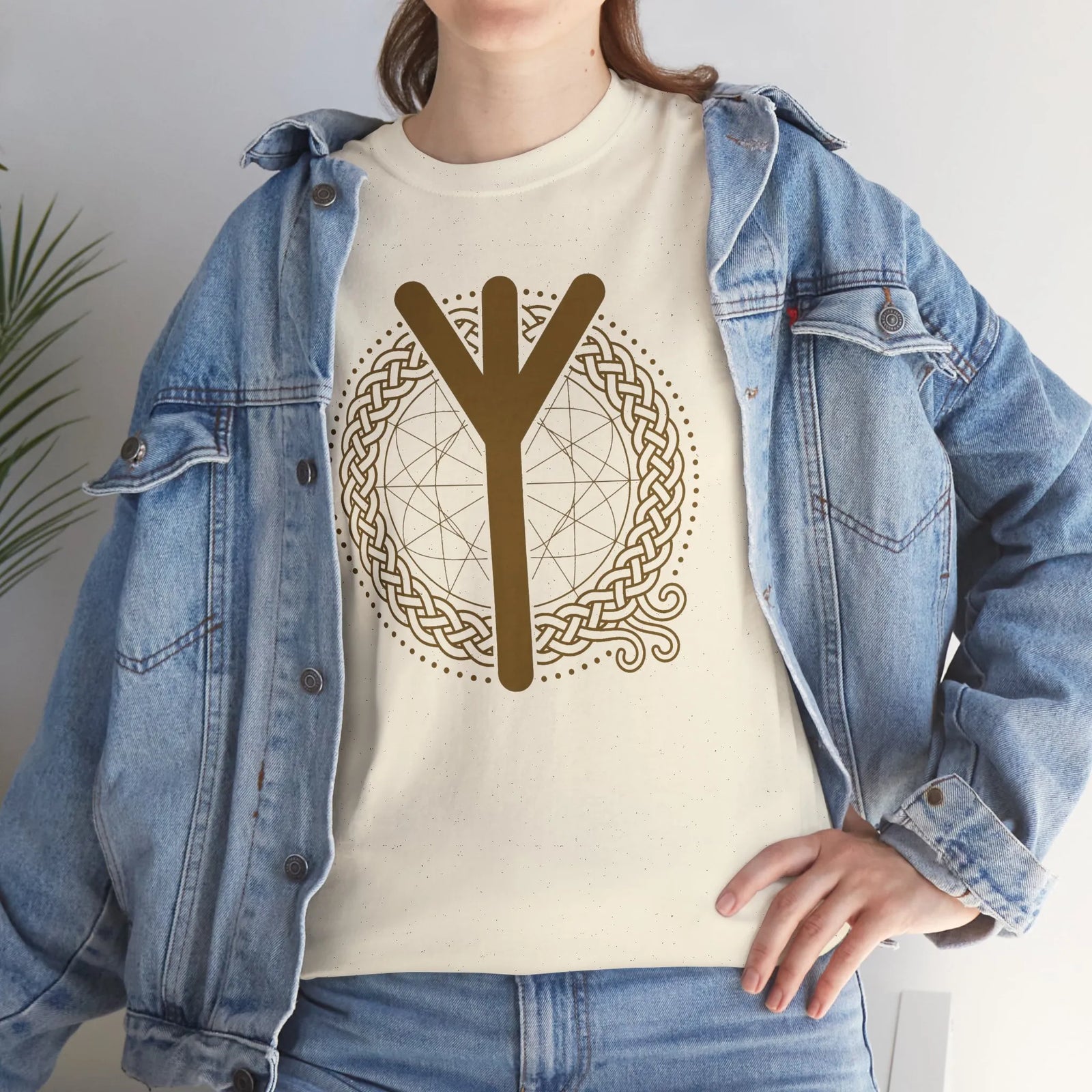 Elhaz Rune Protection Graphic T-Shirt - Heavyweight Cotton Classic Tee - Unisex White