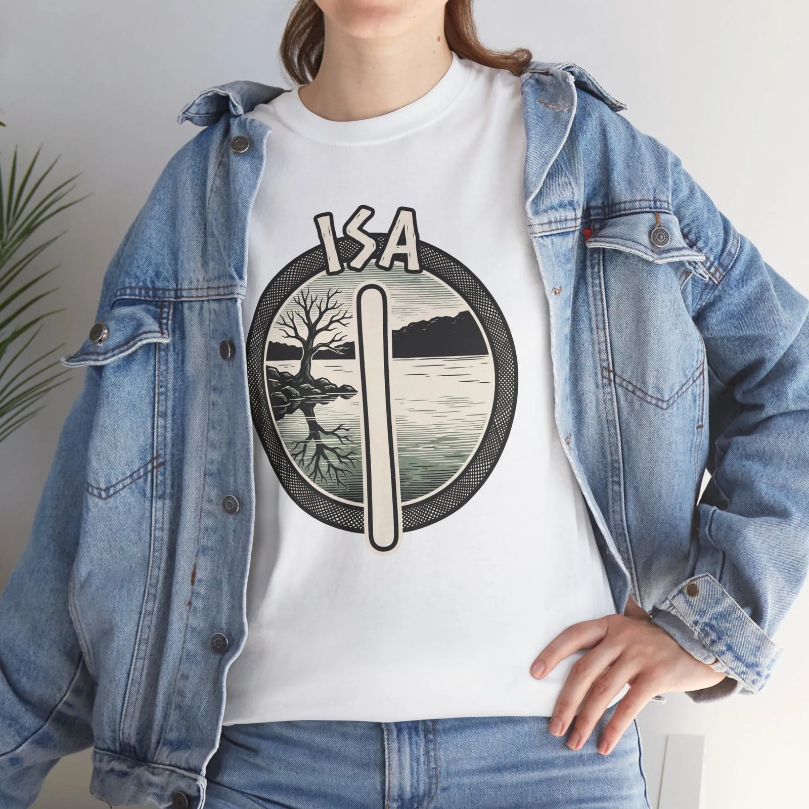 Isa Rune Ice Landscape T-Shirt - Heavy Cotton Classic Fit Crewneck - Unisex White