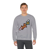 Fetch Quest 8-Bit Pixel Gaming Dog Sweatshirt - Heavy Blend Cotton Polyester Crewneck - Unisex White