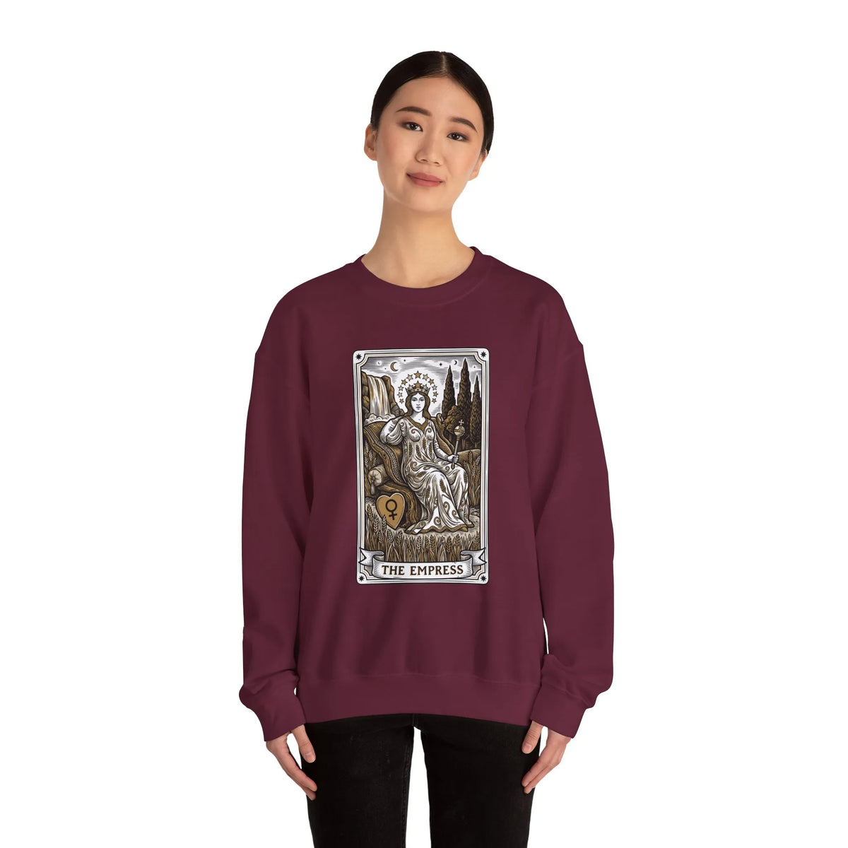 Major Arcana Empress Tarot Card Sweatshirt - Soft Heavy Blend Crewneck - Unisex White