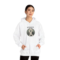 Norse Othala Rune Graphic Hoodie - Medium-Heavy Cotton Blend Pullover - Unisex White