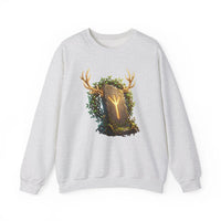 Elhaz Rune Antler Graphic Sweatshirt - Heavy Blend Fleece Crewneck - Unisex White