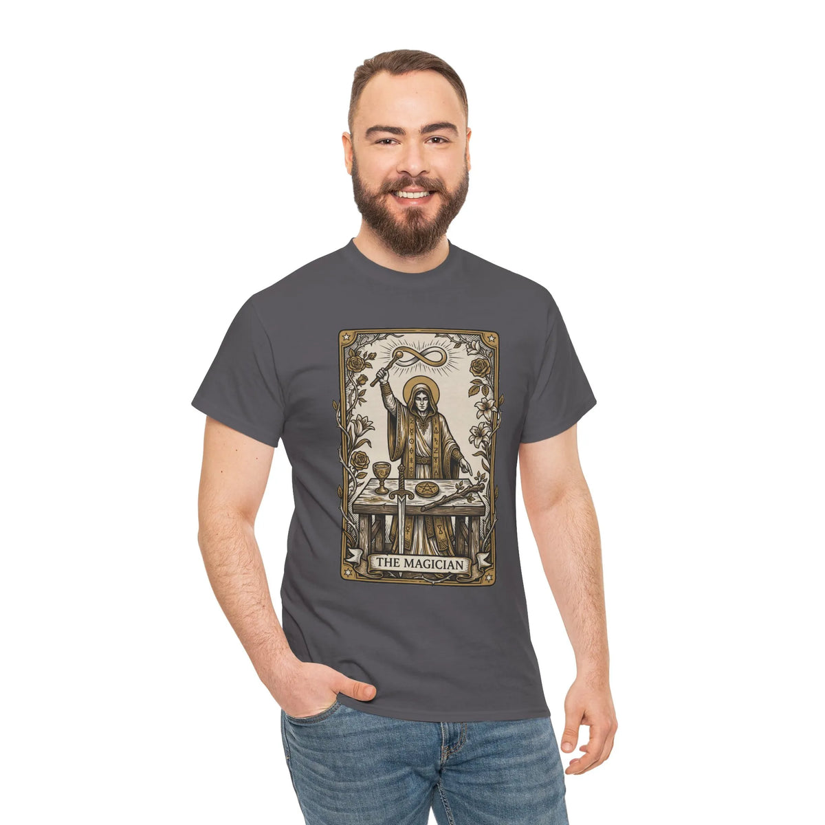 The Magician Tarot Card T-Shirt - Heavyweight 100% Cotton Classic Tee - Unisex White