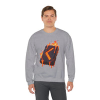 Kenaz Rune Fire Graphic Sweatshirt - Heavy Blend Fleece Crewneck - Unisex White
