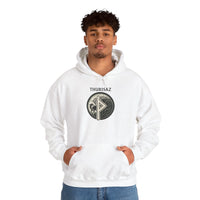 Thurisaz Rune Wolf Graphic Hoodie - Heavy Blend Fleece Pullover - Unisex White