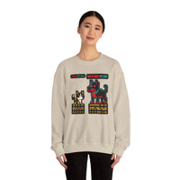 8-Bit Pixel Gaming Cats Boss Fight Sweatshirt - Heavyweight Cotton Blend Crewneck - Unisex Ash