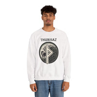 Norse Thurisaz Rune Wolf Sweatshirt - Heavy Blend Fleece Crewneck - Unisex Off White