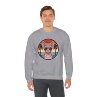 Sphynx Cat 70s Sunset Aviator Sweatshirt - Heavyweight Cotton Blend Crewneck - Unisex White