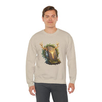 Elhaz Rune Antler Graphic Sweatshirt - Heavy Blend Fleece Crewneck - Unisex White