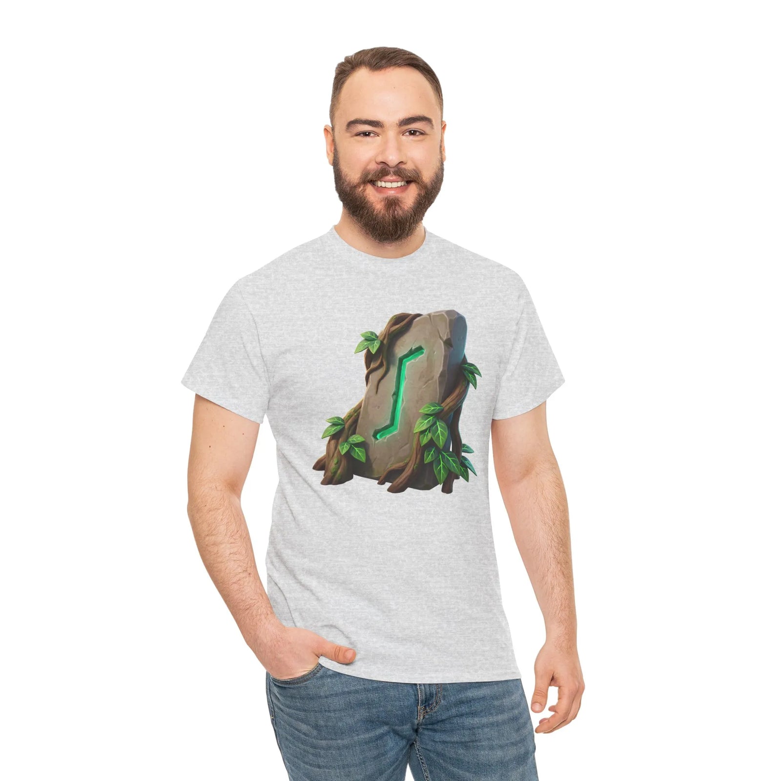 Eihwaz Yew Tree Rune T-Shirt - Heavy 100% Cotton Classic Fit - Unisex White