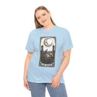 Moonlight Wolves Tarot Graphic T-Shirt - Heavy Cotton Classic Fit Crewneck - Unisex White