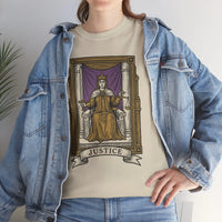 Justice Tarot Card Graphic T-Shirt - Heavy Cotton Classic Fit Tee - Unisex White