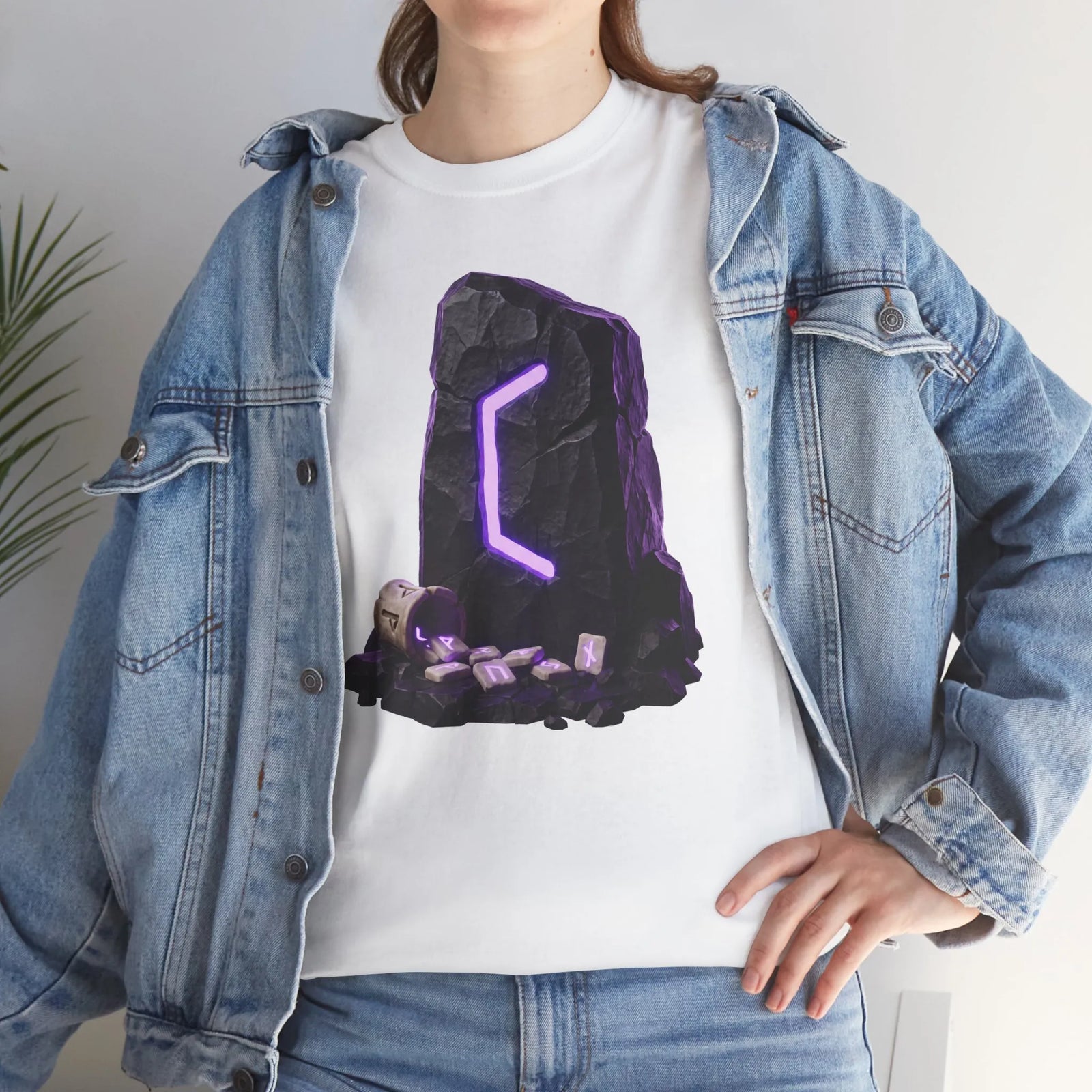 Perthro Rune Mystery Graphic T-Shirt - Heavy Cotton Classic Fit Crewneck Tee - Unisex White
