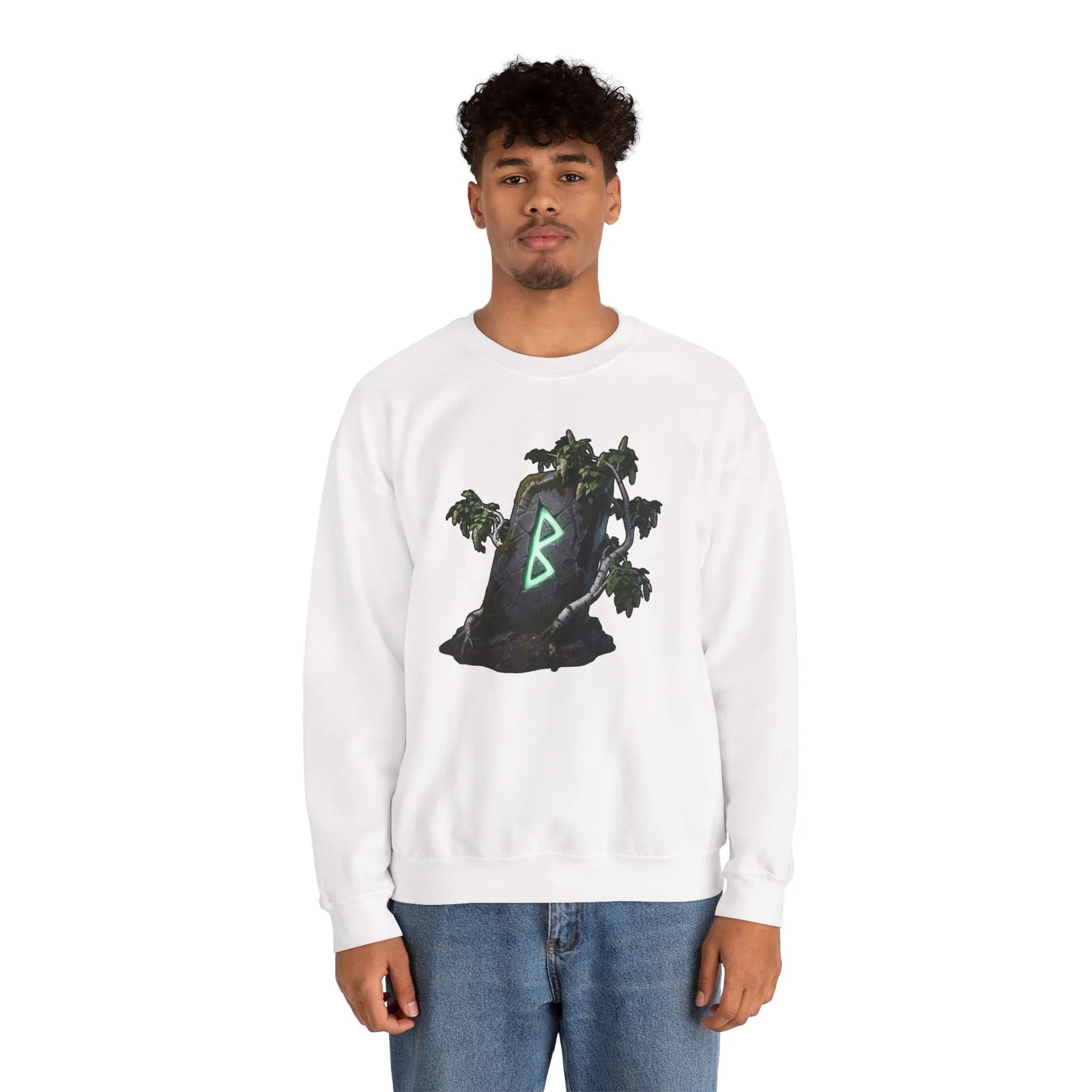 Berkana Rune Birch Tree Sweatshirt - Heavy Blend Crewneck - Unisex White