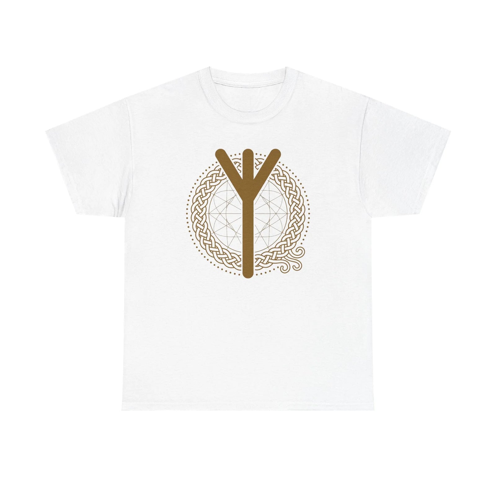 Elhaz Rune Protection Graphic T-Shirt - Heavyweight Cotton Classic Tee - Unisex White