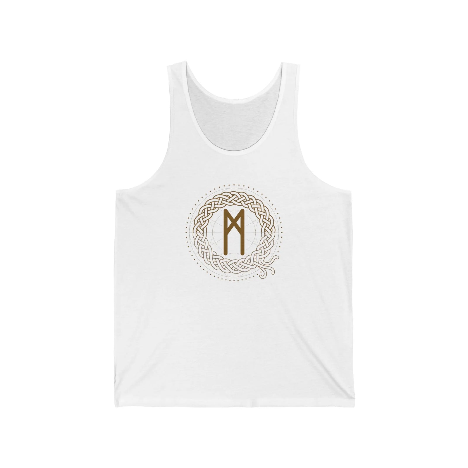 Mannaz Rune Symbol Graphic Tank Top - Lightweight Combed Cotton Retail Fit - Unisex White