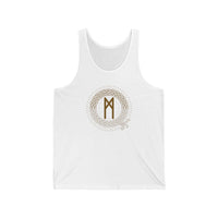 Mannaz Rune Symbol Graphic Tank Top - Lightweight Combed Cotton Retail Fit - Unisex White