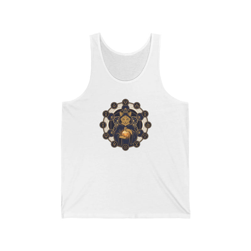 Alchemist Cat Sacred Geometry Tank Top - Soft Airlume Cotton Retail Fit - Unisex Athletic Heather