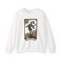 The Fool Tarot Card Graphic Sweatshirt - Heavy Blend Crewneck Fleece - Unisex White