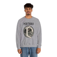Perthro Rune Lot Cup Graphic Sweatshirt - Heavy Blend Fleece Crewneck - Unisex White