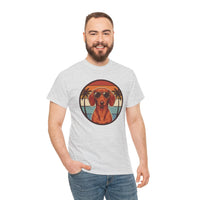 Cool Dachshund 70s Sunset Aviator T-Shirt - Heavy Cotton Classic Fit Tee - Unisex White