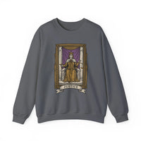 Justice Tarot Card Sweatshirt - Heavy Blend Cotton Poly Crewneck - Unisex White