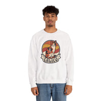 Calico Cat Retro 70s Sunset Sweatshirt - Heavy Blend Classic Fit Fleece - Unisex White