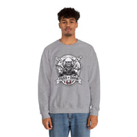 Heavy Metal Rocker Cats Drummer Sweatshirt - Heavy Blend Cotton Blend Crewneck - Unisex White